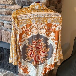 Aratta Mustard Floral Button-Down Shirt